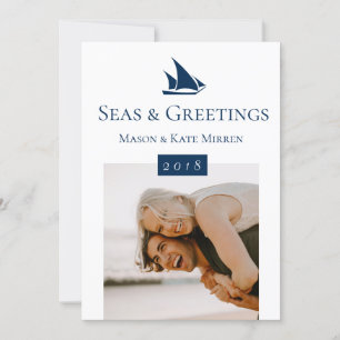 Seas & Greetings Single Photo Holiday Card