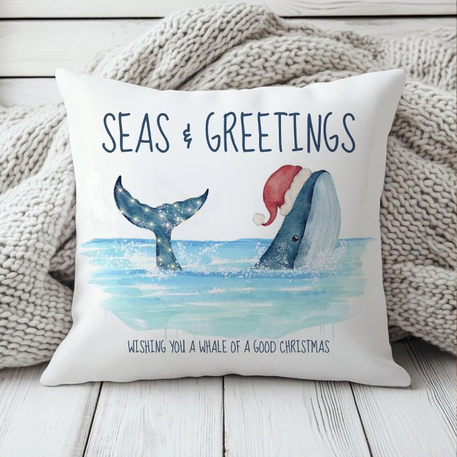 Seas & Greetings Whale Santa Coastal Christmas Cushion (Creator Uploaded)