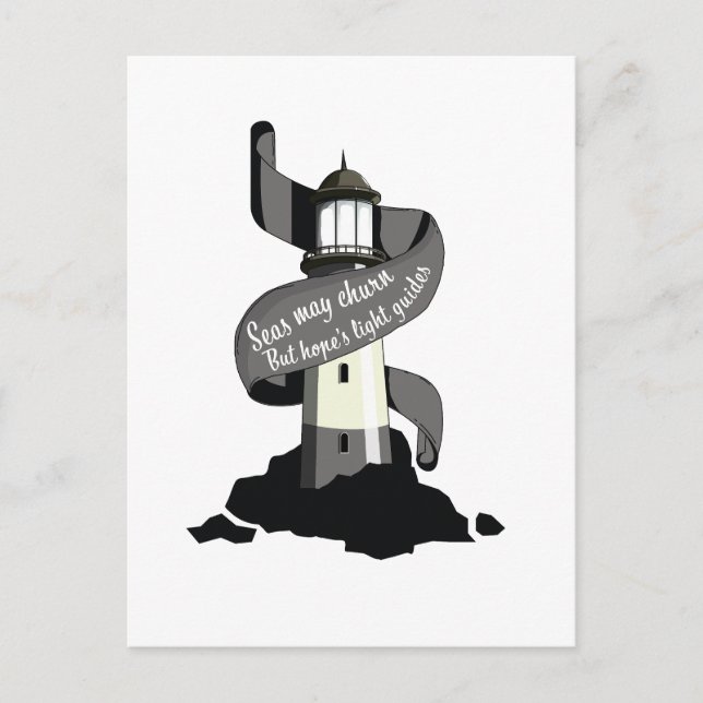 Seas may churn, but hope's light guides invitation postcard (Front)