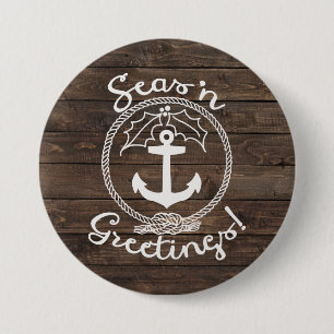 Seas 'n Greetings Wood Planks 7.5 Cm Round Badge