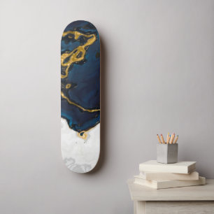 Seas of Emerald Gold blue marble Skateboard