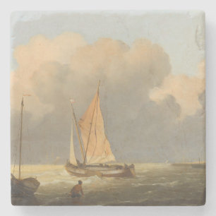 Seas off the Coast, with Spritsail Barge Poster Stone Coaster