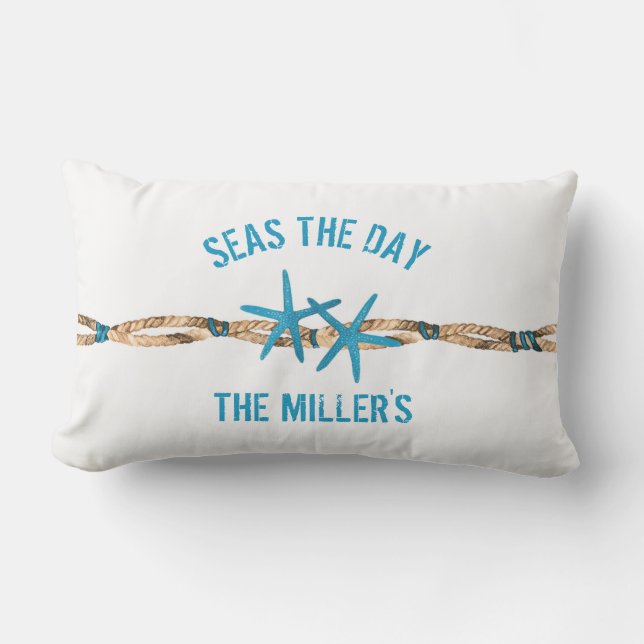 Seas the Day Aqua Starfish Outdoor Cushion (Front)