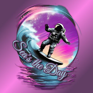 Sea's the Day Astronaut Surfing T-shirt