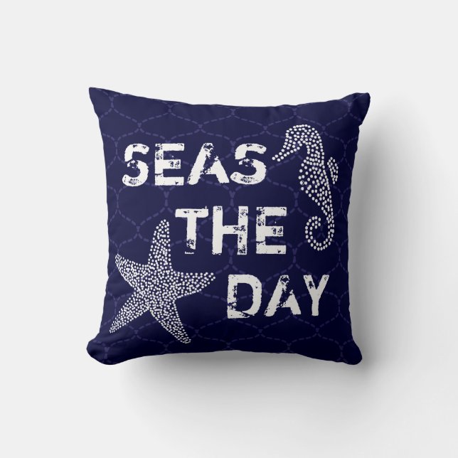 Seas The Day Beach Ocean Pillow Bendel Designs (Front)