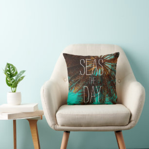 Seas The Day Beach Palm Trees Cushion