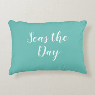 Seas the Day Beach Turquoise Accent Pillow
