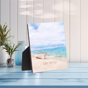 Seas The Day Beached Fishing Boat Plaque