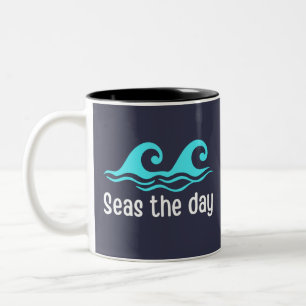 Seas The Day  Funny Ocean Two-Tone Coffee Mug