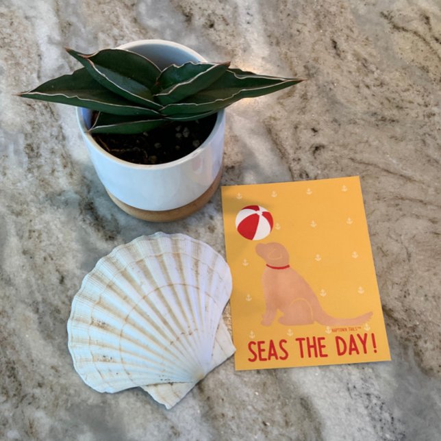 Seas the Day Golden Retriever Yellow Postcard (Creator Uploaded)