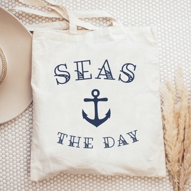 Seas the Day | Nautical Anchor Tote Bag (Creator Uploaded)