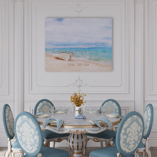 Seas The Day Quote Fishing Boat Poster