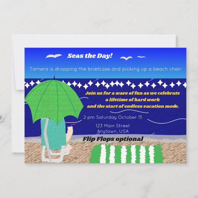 Seas the Day Retirement Invitation (Front)
