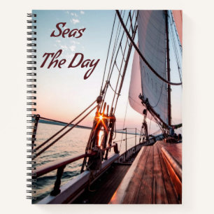 Seas The Day Sailing Boating Ocean Notebook