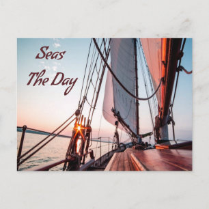 Seas The Day Sailing Boating Ocean Postcard