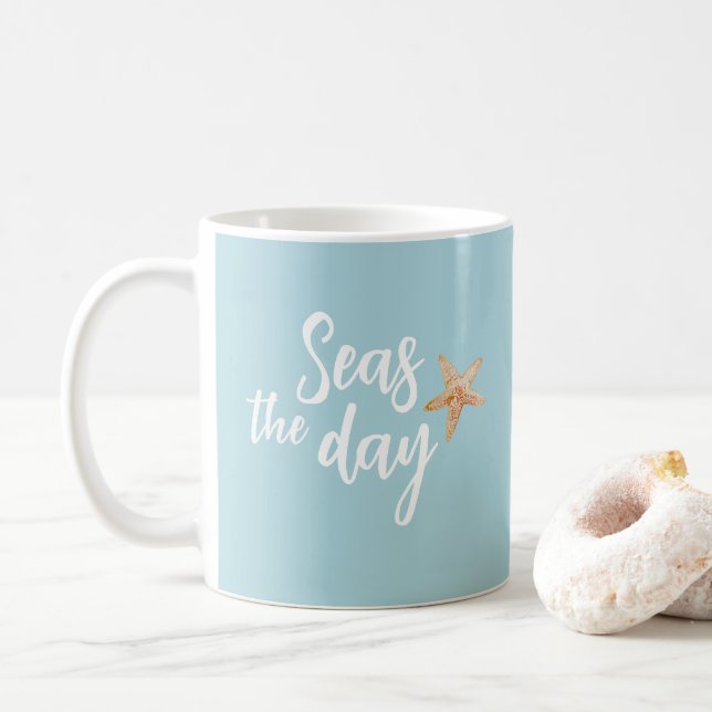 Seas the Day Starfish Beach Coffee Mug (With Donut)