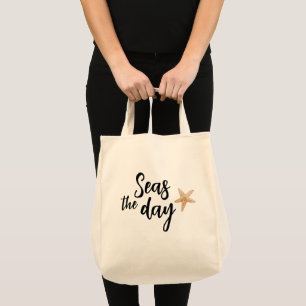Seas the Day Starfish Beach Tote Bag