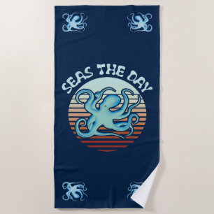Seas The Day   Summer Vibes Octopus Beach Towel
