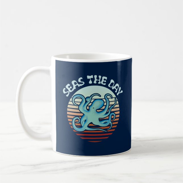 Seas The Day | Summer Vibes Octopus Coffee Mug (Left)