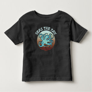 Seas The Day   Summer Vibes Octopus Toddler T-Shirt