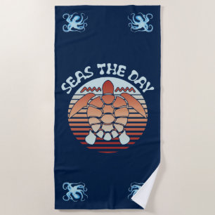 Seas The Day Summer Vibes Turtle Beach Towel