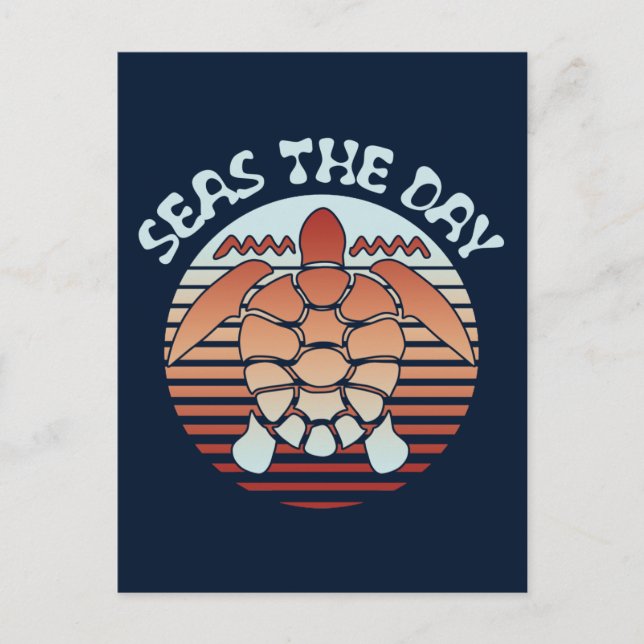 Seas The Day | Summer Vibes Turtle Postcard (Front)