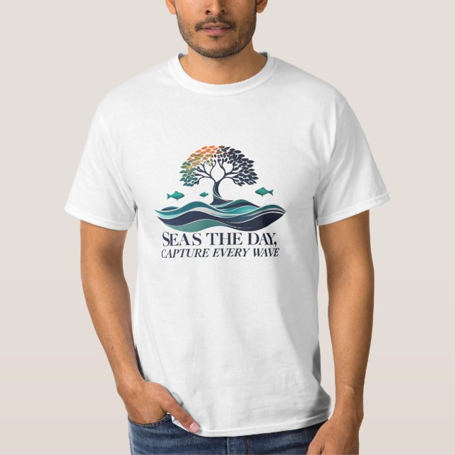 Seas the Day – Tree & Ocean Harmony Tee  (Front)