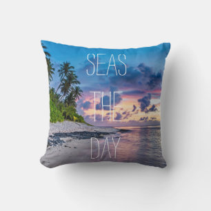 Seas The Day Tropical Beach Cushion