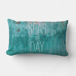 Seas The Day Turquoise Rust Lumbar Cushion