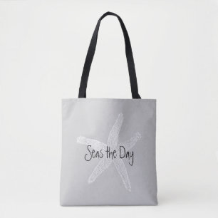 Seas the Day Vintage Starfish Illustration Tote Bag