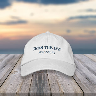 Seas the Day Your City or Beach Name Embroidered Hat