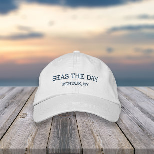 Seas the Day   Your City or Beach Name Embroidered Hat