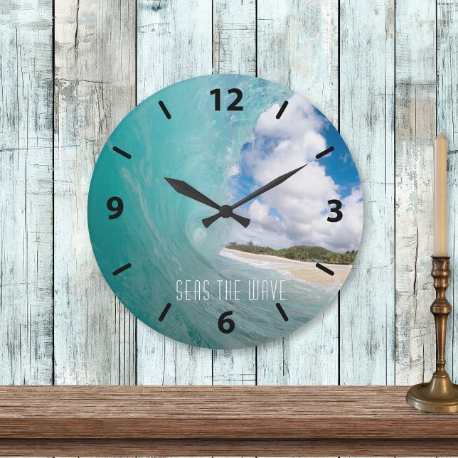 Seas The Wave Tropical Ocean Wave Large Clock (Creator Uploaded)