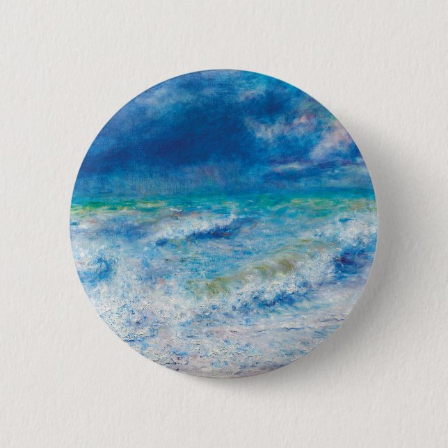 Seascape (1897) by Pierre-Auguste Renoir 6 Cm Round Badge (Front)