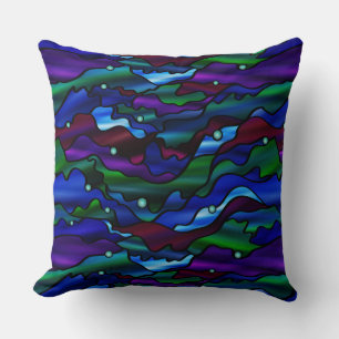Seascape Abstract Stained Glass Design Cushion