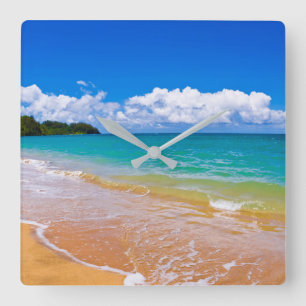 Seascape Along Hanalei Bay Square Wall Clock