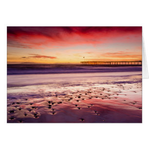 Seascape and pier at sunset, CA