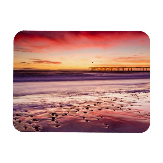 Seascape and pier at sunset, CA Magnet (Horizontal)