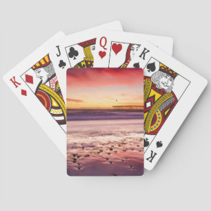 Seascape and pier at sunset, CA Playing Cards