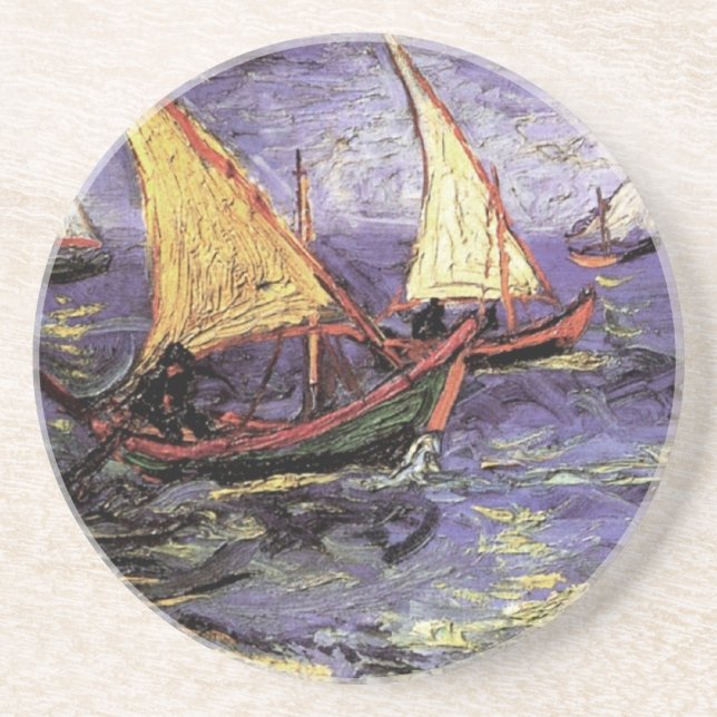 Seascape at Saintes Maries by Vincent van Gogh Coaster (Front)