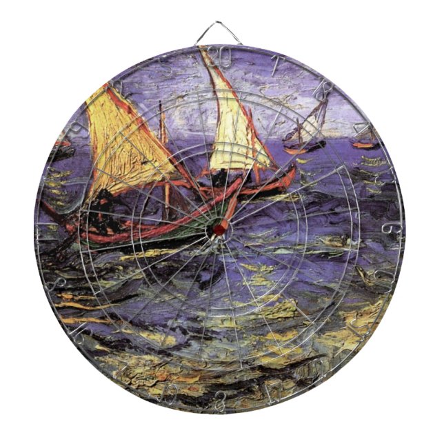 Seascape at Saintes Maries by Vincent van Gogh Dartboard (Front)