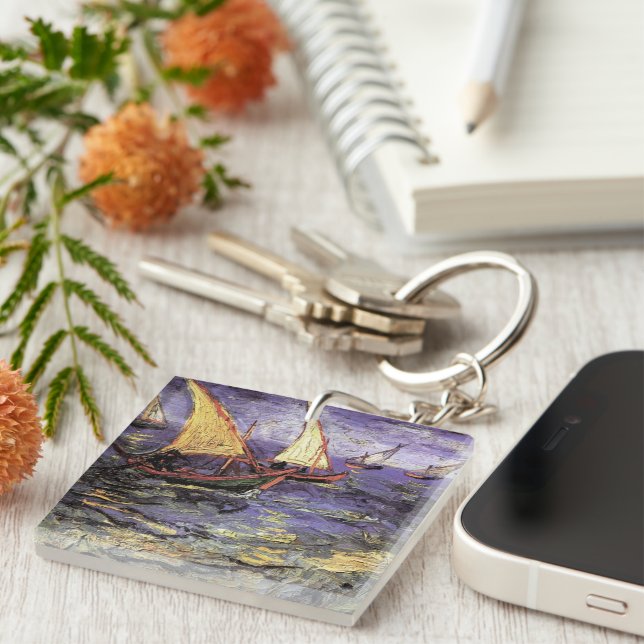Seascape at Saintes Maries by Vincent van Gogh Key Ring (Front Right)