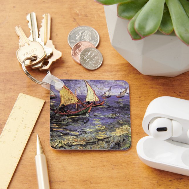 Seascape at Saintes Maries by Vincent van Gogh Key Ring (Desk)