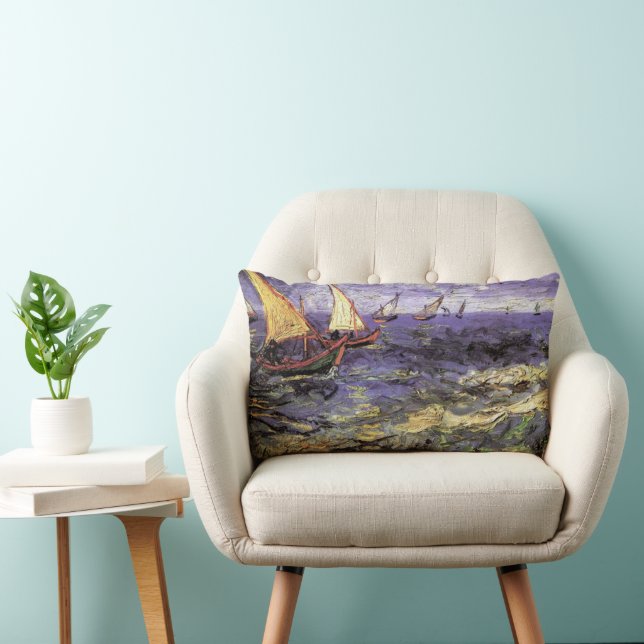 Seascape at Saintes Maries by Vincent van Gogh Lumbar Cushion (Chair)