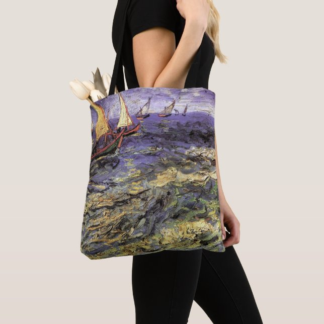 Seascape at Saintes Maries by Vincent van Gogh Tote Bag (Close Up)