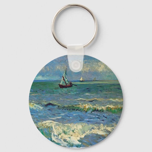 Seascape at Saintes-Maries-de-la-Mer Key Ring (Front)