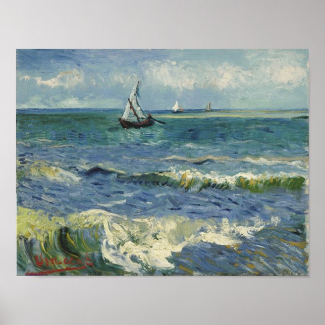 Seascape at Saintes-Maries (F415)Van Gogh Fine Art Poster (Front)