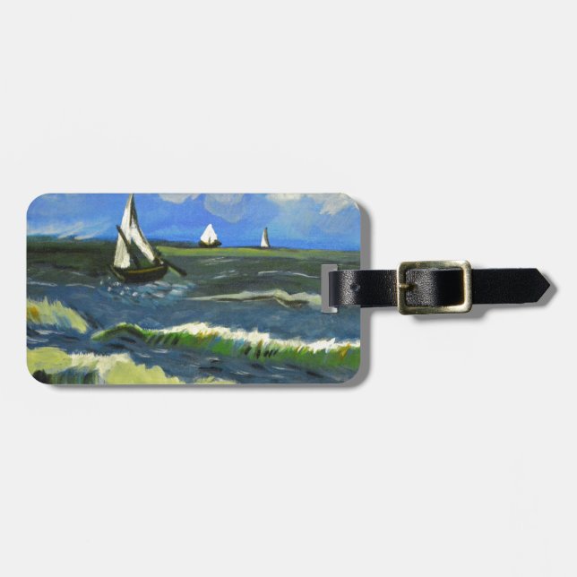 Seascape at Saintes-Maries, Van Gogh Luggage Tag (Front Horizontal)