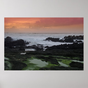 Seascape at sunset poster