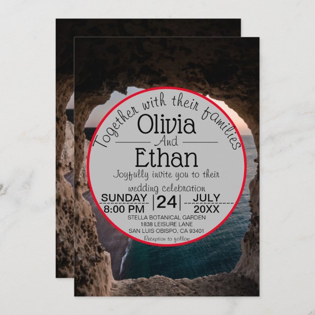 Seascape beach celebration Wedding Invitation (Front/Back)